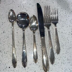 6pc Place Setting King Edward SILVERPLATE By National Silver Co. MODERN HOLLOW